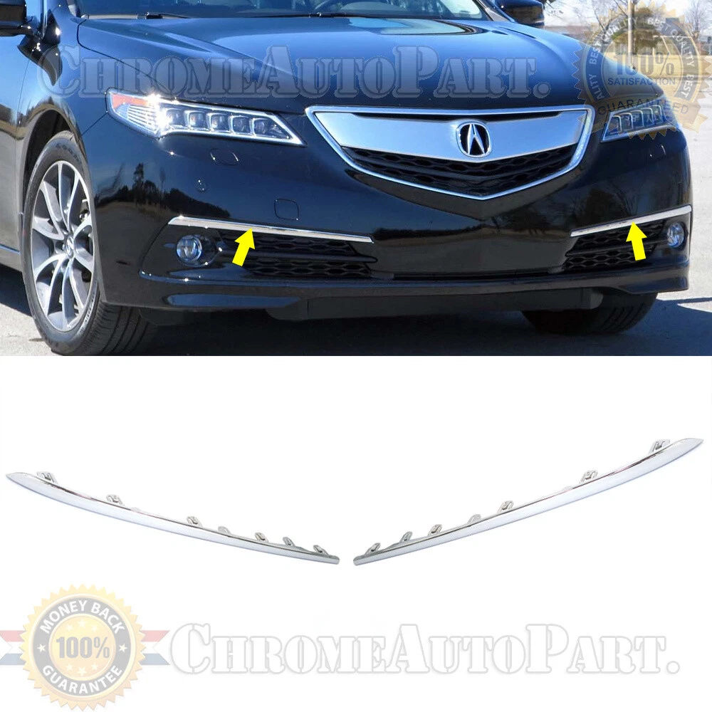 Front Bumper Trim Chrome Set of 2 For 2015 2016 2017 Acura TLX