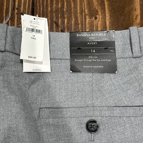 NWT Banana Republic Women's Gray Avery Size 14T Long Mid Rise Trouser Leg - Picture 12 of 12