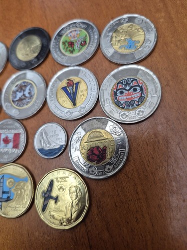 CANADIAN Colorized Coins LOT OF 13 SEE PHOTOS - Picture 3 of 8