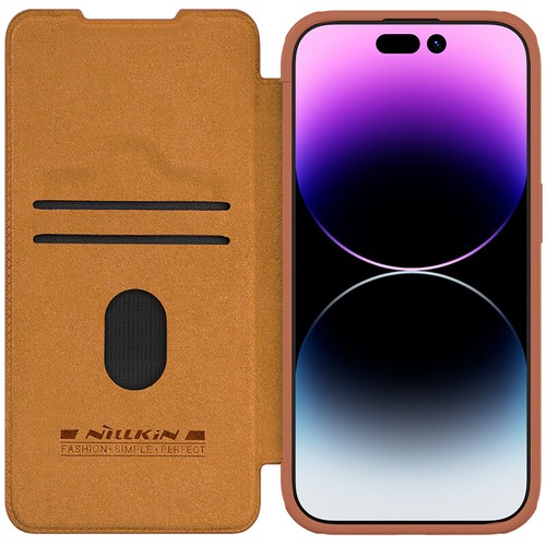 For iPhone 15 Pro Max Nillkin Card Pocket Protection Camera Leather Folio Case - Picture 22 of 34