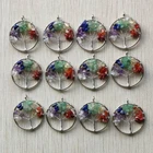 fashion natural 7 chakras  stone Tree of life Pendants 30mm Wholesale 12pcs