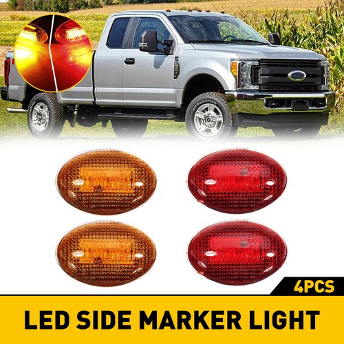 For 1999-10 Ford F350 Super Duty Truck Amber/Red Side Fender Marker LED Light 4X - Picture 2 of 14