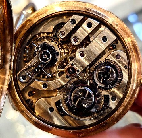 🕰️ ANCRE LEVEES VISIBLES SPIRAL BREGUET Taschenuhr - 14 Karat/585er Gold - Picture 10 of 11