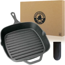 Backcountry Iron 12 Inch Square Grill Pan Large Pre-Seasoned Cast Iron