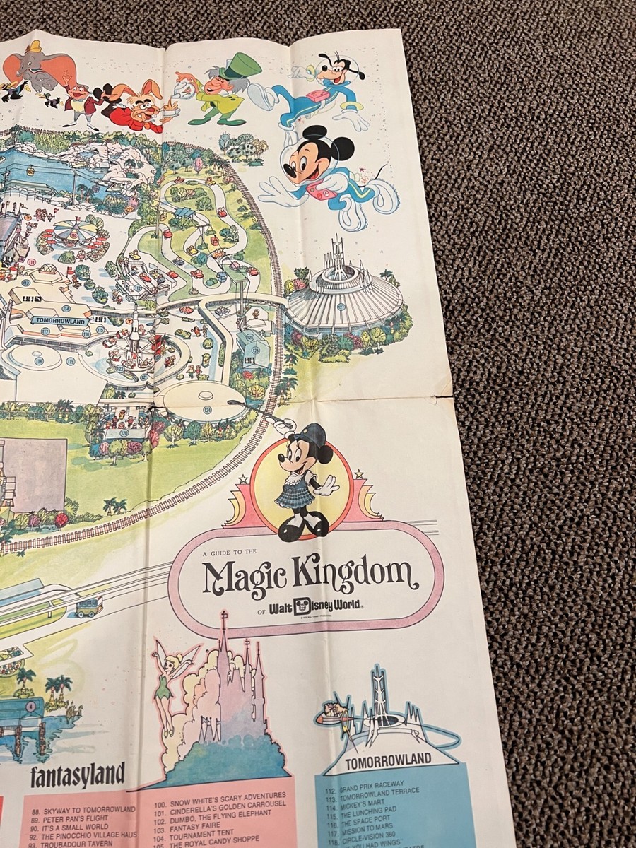 1979 DISNEY Magic Kingdom Walt Disney World Park Map Poster
