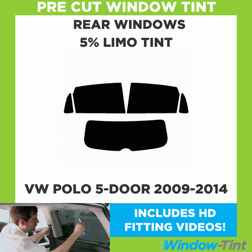 Pre Cut Window Tint for VW Polo 5-door 2009-14 5% Limo Black Rear Tinting Film - Picture 2 of 10
