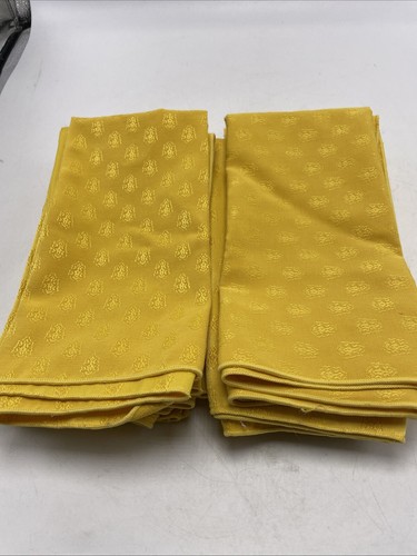 Napkins Yellow Gold Damask Set 10 Square 18" Embossed Harvest Autumn Holiday - Picture 4 of 5