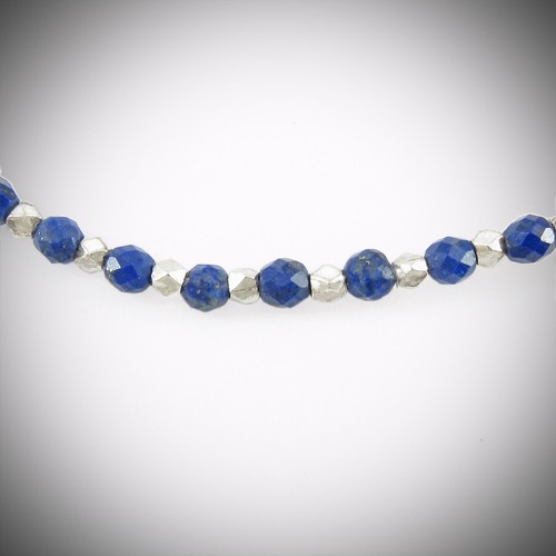 Pulsera de cuentas de lapislázuli y plata - plata esterlina sólida '925' - ¡NUEVA! - Imagen 3 de 6
