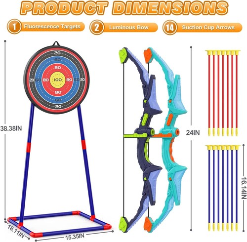Kids Bow and Arrow Set - Light Up Archery Set with Targets - Ages 4-12 - Picture 8 of 10
