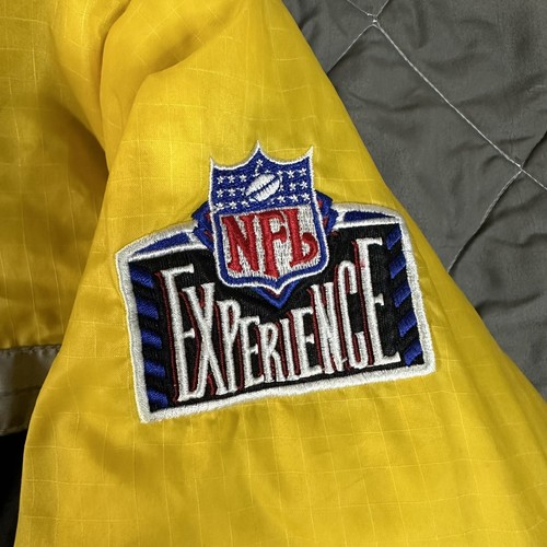 VINTAGE Pittsburgh Steelers Jacket Mens XL Black Yellow Reversible Puffer NFL - Picture 4 of 22