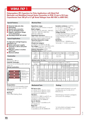 Condensatore 10 ea WIMA FKP1 3300 pF, 0,0033 uF 6000 VDC 700 VAC FKP1Y013305H00J - Foto 5 di 8