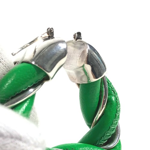BOTTEGA VENETA Parakeet Triangle Accessories Pierce Leather Green/Silver - Picture 14 of 14