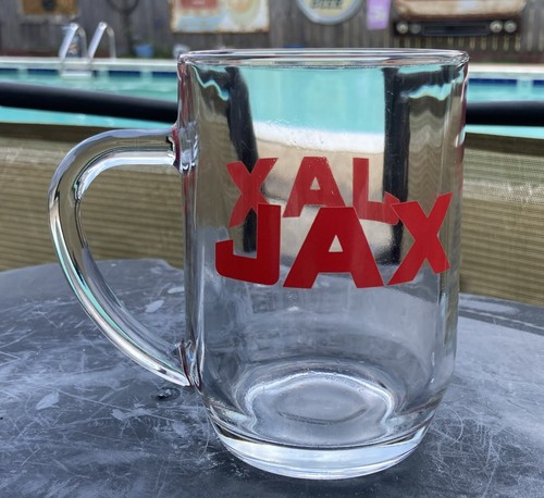JAX Beer~Vintage RED Painted Glass Mug Large & Heavy
