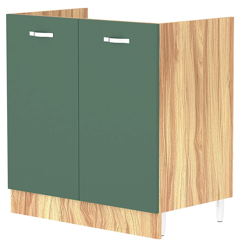 SHALLY DOGAN Mobile Sottolavello Cucina Componibile Mobiletto Legno Colore Verde con 2 Ante