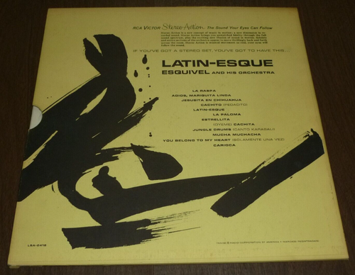ESQUIVEL AND HIS ORCHESTRA 33 RPM LP LATIN-ESQUE DIE-CUT RCA VICTOR 1962 - Picture 2 of 6