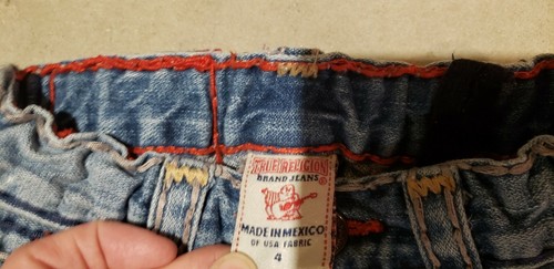 True Religion Boys Jack Super T Jeans, Size 4, Red/tan Stitching - Picture 6 of 6