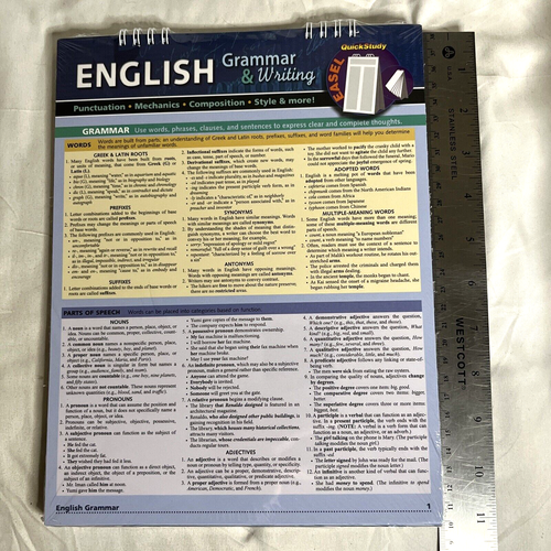 QuickStudy Reference Guide English Grammar Writing Easel Format Sealed 2015 - Picture 8 of 8