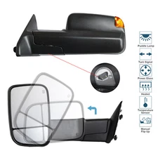 Pair Towing Mirrors Fit 2019-2023 Dodge Ram 1500 Classic Power Heated LED Signal