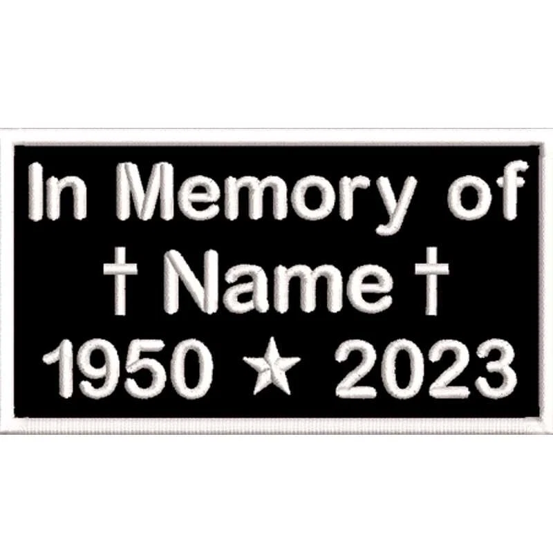 EIGENPRODUKTION Gestickter "In Memory Of" Aufnäher Patch RIP Biker MC alle FARBEN 10x5,5cm