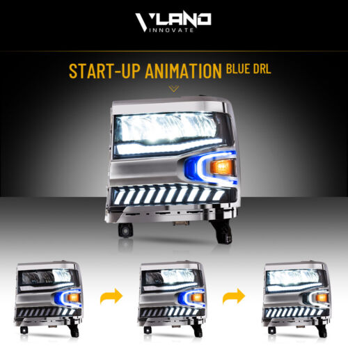 Faros LED completos Vland para Chevrolet Silverado 2016-2018 con animación de arranque - Imagen 4 de 19