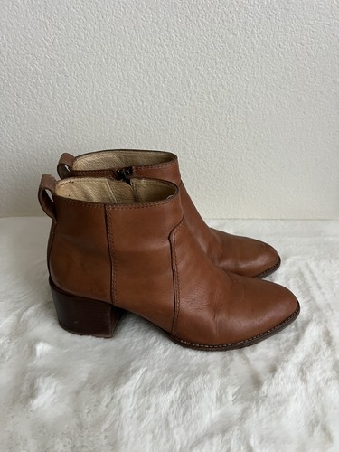 Madewell The Asher Ankle Boots Leather Brown Side Zip Size 6.5 - Picture 3 of 17