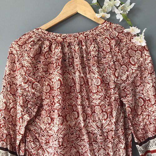 Ava Christine Women’s Blouse Paisley Print 3/4 sleeve V-Neck Shirt Sz: small [P] - Foto 5 di 5