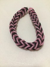 Light Pink and Black loom bracelet, Fishtails