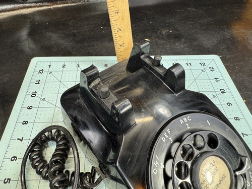 Vtg Black ROTARY PHONE Bell System By Western Electric 500 w/ Weird Wall Switch - Picture 8 of 24