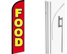 Food Red / Yellow Windless Banner Flag & 16ft Flagpole Kit /Ground