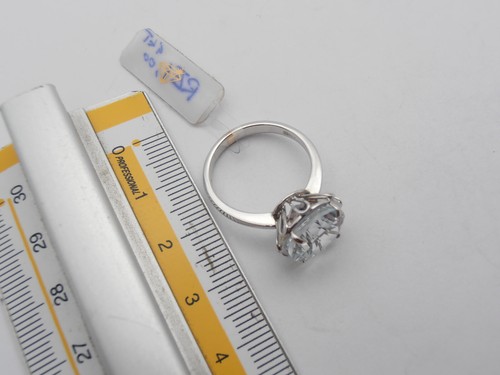 Anillo de Oro Blanco 18KT Con Aguamarina Natural De Extra Fuertes - Imagen 8 de 8