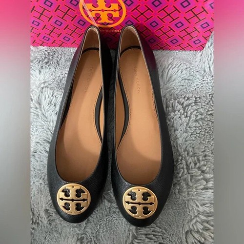 Tory Burch Chelsea Signature Logo Classic Leather Flat Ballet Shoe - Picture 2 of 26
