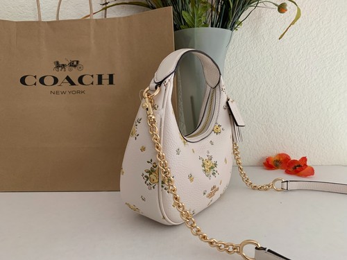 NWT Coach CAK90 Carmen Mini Crossbody Floral Print Embossed Leather Chalk Multi - Picture 2 of 11