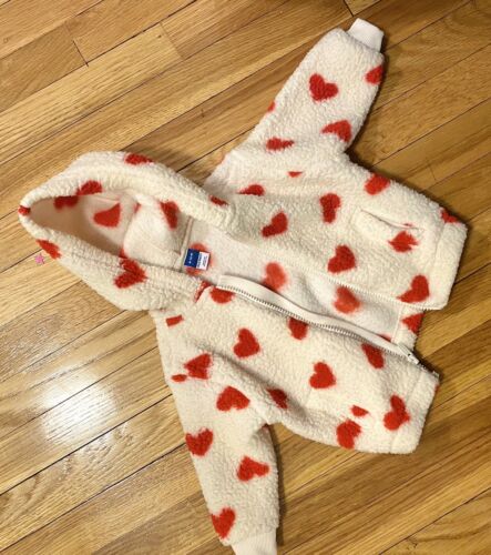 Baby Girl 💖 Old Navy Hoodie Sweater Jacket Hearts 6-12 months - Picture 3 of 6