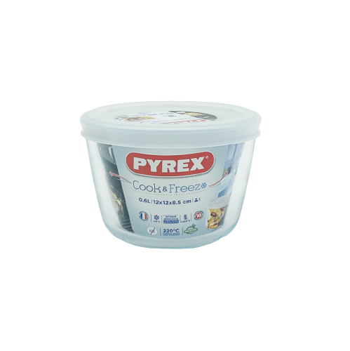 Pyrex Round Glass Dish with Plastic Lid - White Cook & Freeze Borosilicate - Picture 6 of 8
