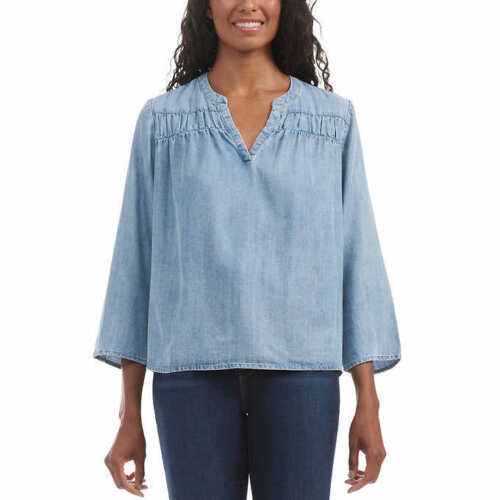 Espléndida blusa de mujer con cuello en V mezcla de lino viscosa (selecciona color y talla) - Imagen 9 de 12