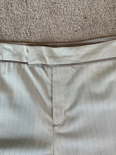 Merona Women's Wide Leg Pinstriped Capri Size 22W Beige Decorative Buttons NWT - Picture 2 of 11