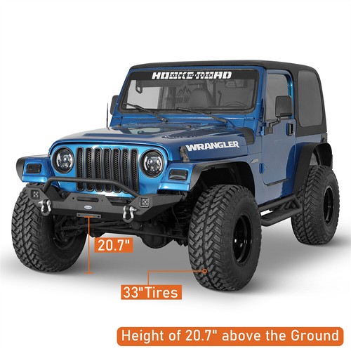 Rock Crawler Stubby Front Bumper w/Winch Plate D-Ring for 97-06 Jeep Wrangler TJ - Picture 6 of 16