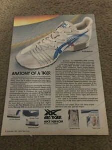Vintage 1981 ASICS TIGER X-CALIBER Running Shoes Poster Print Ad 1980s RARE | eBay