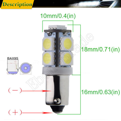 10X H6W BAX9S 9 LED 320LM Indicator Side Light Bulb DRL Interior Bulbs 12V White - Picture 3 of 7