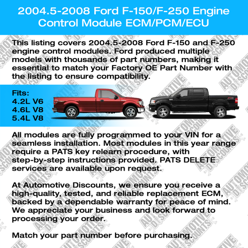 2004 Ford F150 5.4L 4L3A-12A650-AEE PCM ECU ECM PLUG & PLAY - Picture 2 of 6