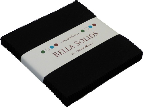 Bella Solids Black Moda Charm Pack 42 5 inch 100% Cotton Precut Quilt Squares - Picture 3 of 3