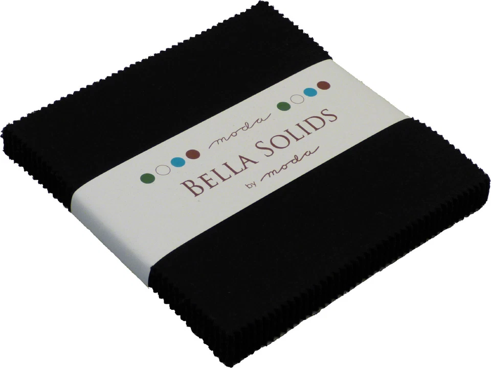 Bella Solids Black Moda Charm Pack 42 5 inch 100% Cotton Precut Quilt Squares - Image 3 of 3