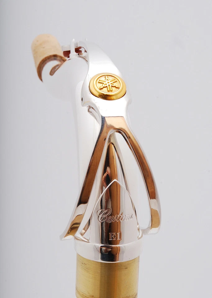 Cuello de saxofón tenor Yamaha TE1 placa plateada/laca dorada personalizado E1. ¡Nuevo! Foto 2 de 4