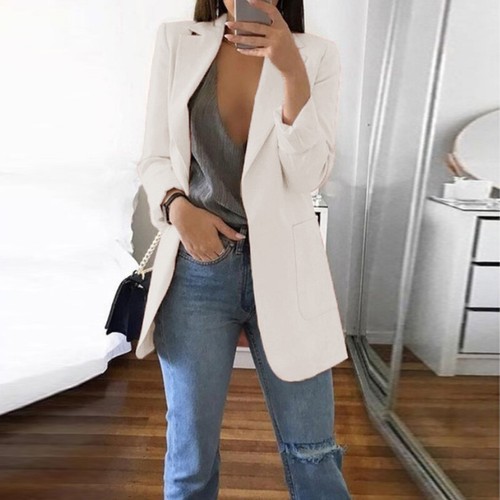 Women's Blazer Jacket Suit Coat Jacket Outwear Office Coat Slim Fashion Elegance - Picture 9 of 21
