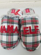 NEW, Wondershop MAMA ELF Slide Slippers Plaid- Size L 9-10 