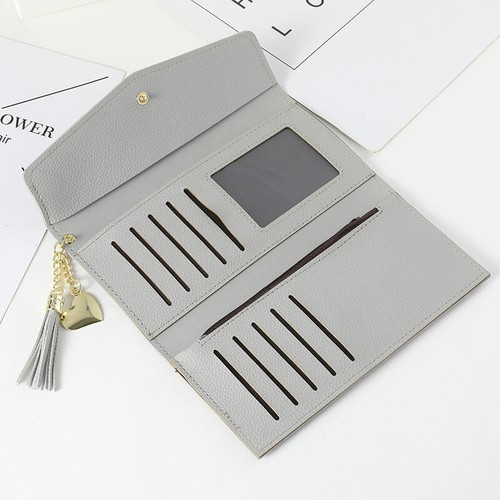 Damen Leder Geldbörse dreifach faltbar Karten Handy Halter Damen Umschlag Clutch Handtasche - Bild 16 von 46