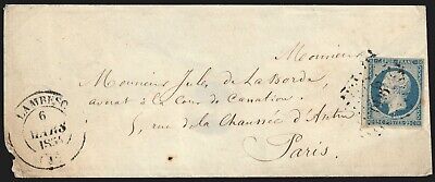 N°10, Présidence 25c bleu, oblitéré PC 1626 LAMBESC à prix réduit lettre pour Paris 1854