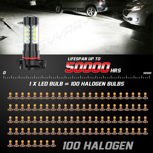 2x 5202/H16 6000K LED Fog Light Bulbs For Jeep Cherokee 2011-2016 2017 2018 2019 - Bild 3 von 10