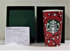 Starbucks Red Christmas Holiday Lights Ceramic 12 Oz Travel Mug Tumbler 2016 NEW