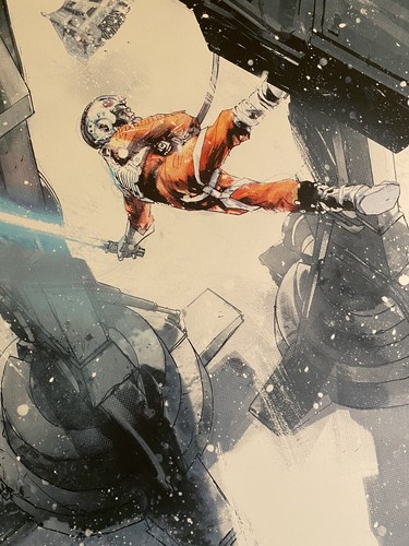 The Empire Strikes Back Movie Poster Luke Skywalker VS AT-AT Star Wars Art Jock - Picture 2 of 8